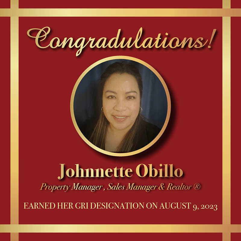 Congratulations to Johnnette Obillo!